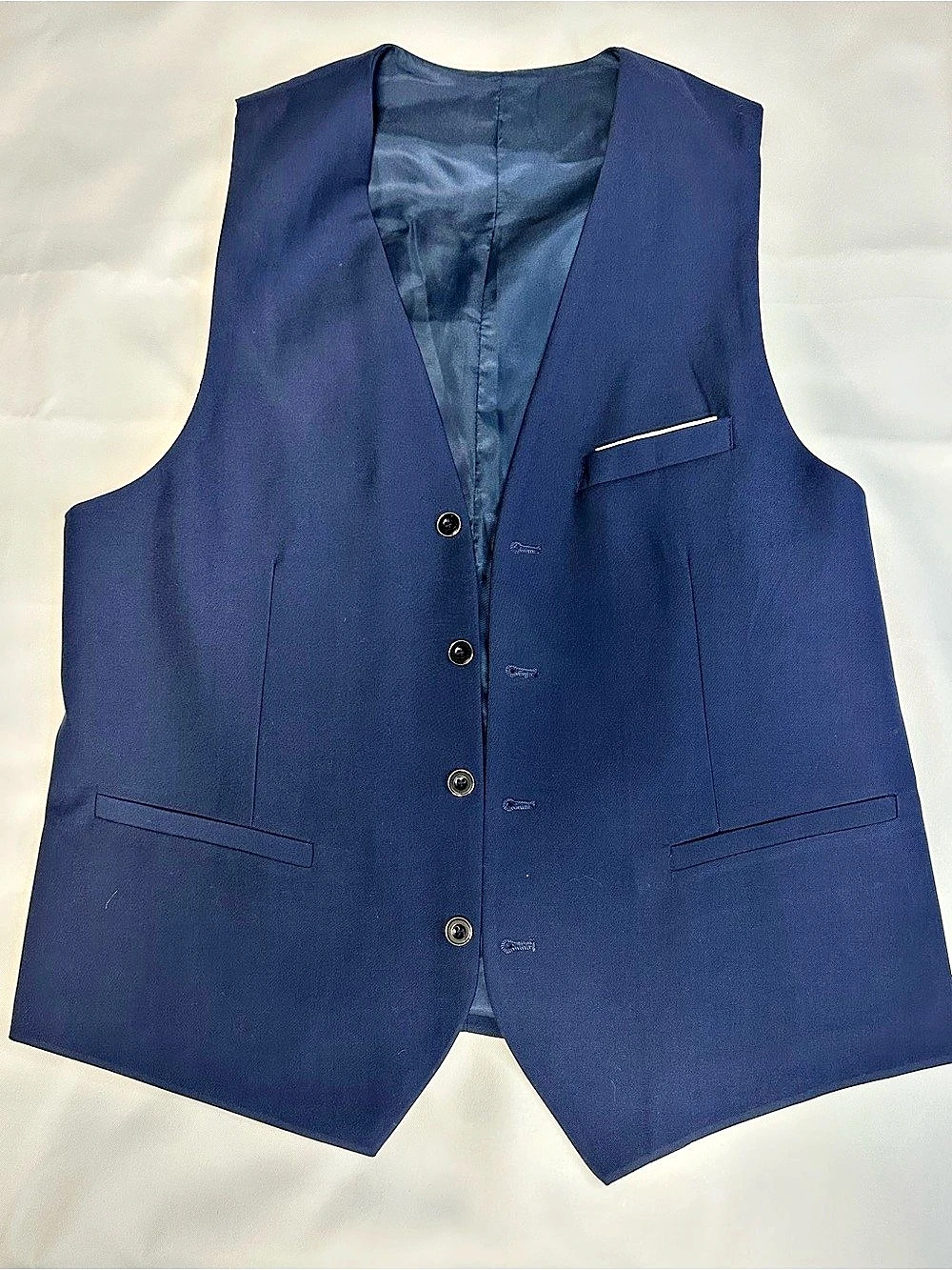 Blitz Moda Men's Navy Blue Vest Gilet Adjustable Buckle Back & Full Fabric XL